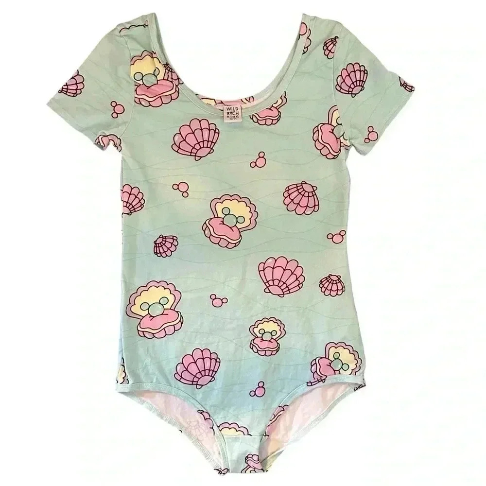 Wild Rich Kids Leotard Girls size 13/14 Disney Mickey Mouse Pearl Shell like new